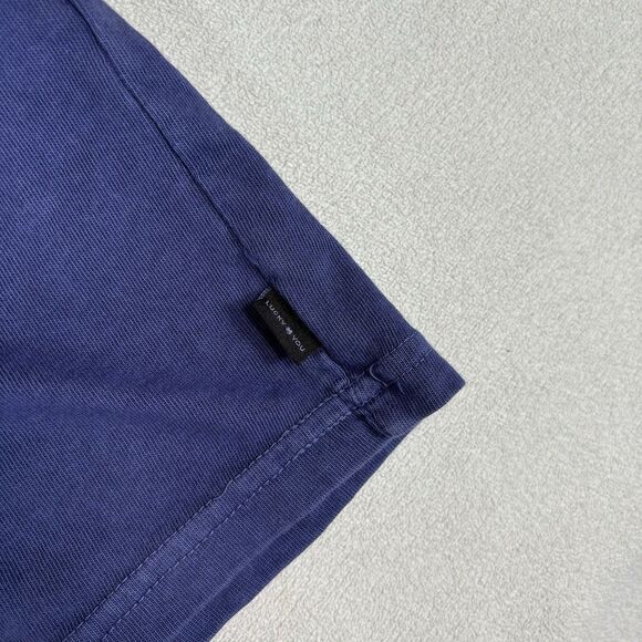 Lucky Brand Shirt Mens Large Short Sleeve Henley Purple Blue Garment Washed - Picture 7 of 9